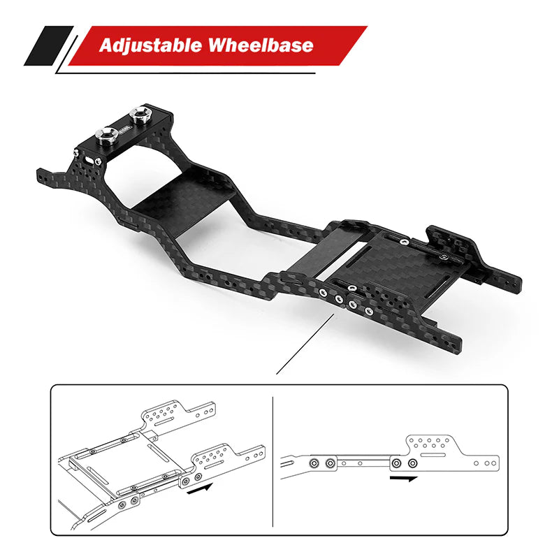 INJORA Universal LCG Carbon Fiber Chassis Frame Kit for 1/24 SCX24 SKU: SCX24-182