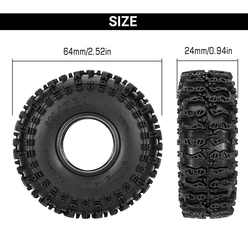 INJORA 1.0" 64*24mm Cling On Tires (T1020)