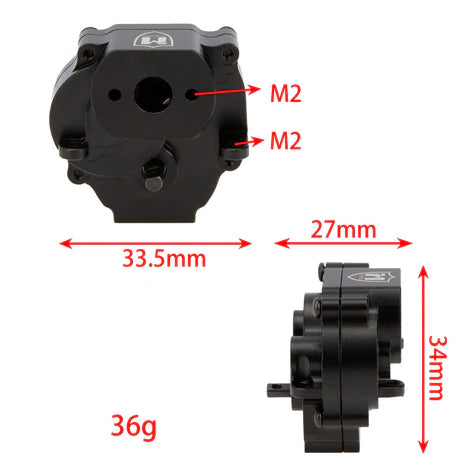 MEUS RACING Metal Gearbox Assembly Aluminum Transmission Housing with Steel Internal Gears for TRX-4M TRX4M 1/18 RC Crawler Car Upgrade Parts - BLACK