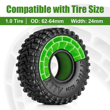 INJORA 4pcs Silicone Rubber Inserts For 62-64mm*24mm 1.0" Tires (1064)