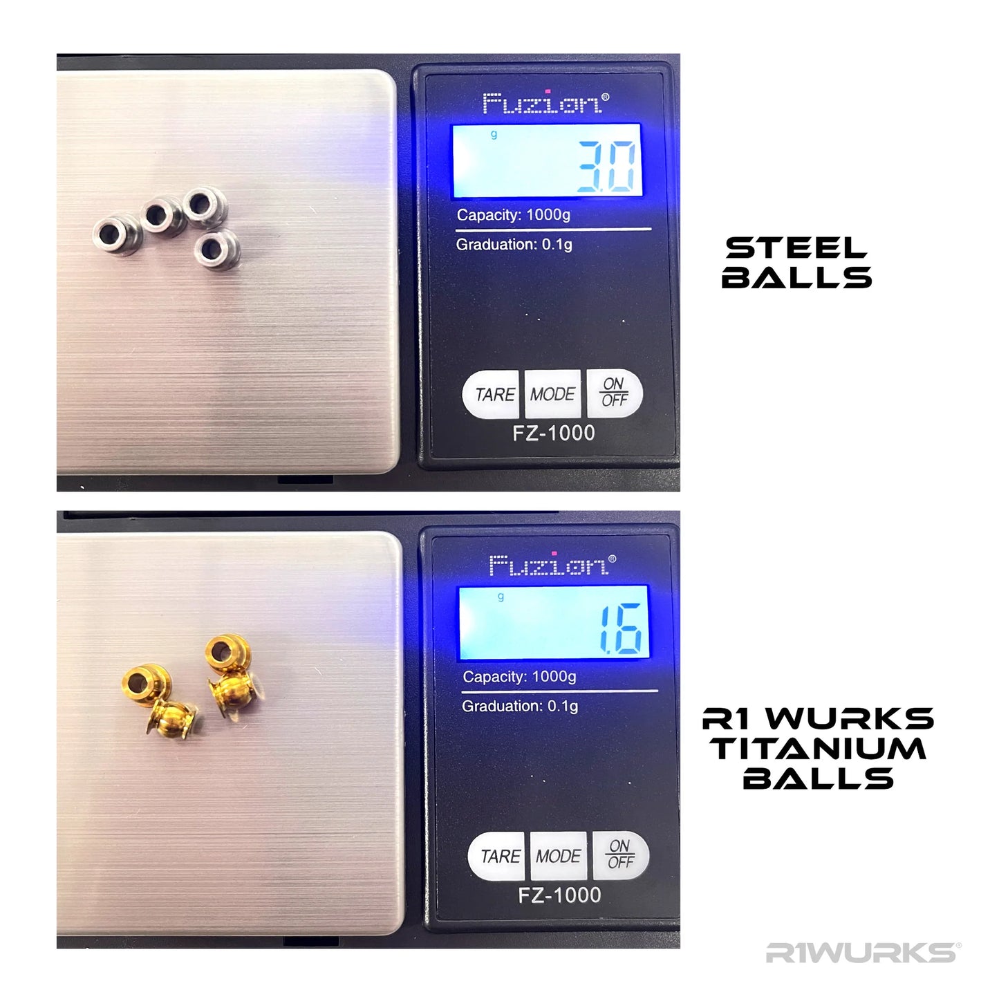 R1WURKS Titanium Lower Shock Pivot Balls