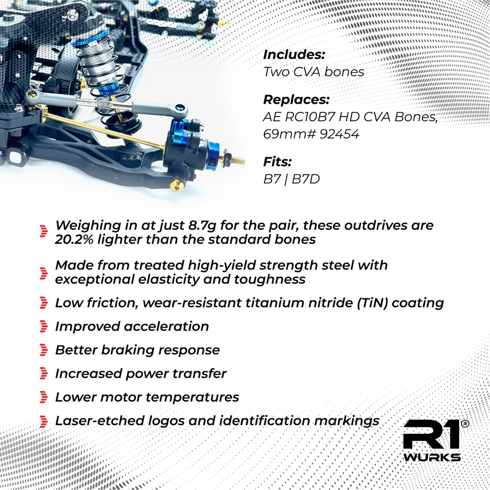 R1WURKS (B7 Series) Lightweight HD CVA Bones, 69mm