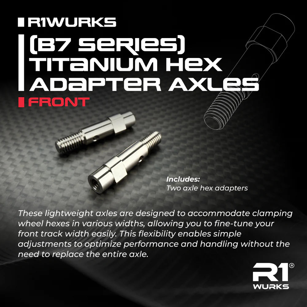 R1WURKS (B7 Series) Titanium Hex Adapter Axles, Front