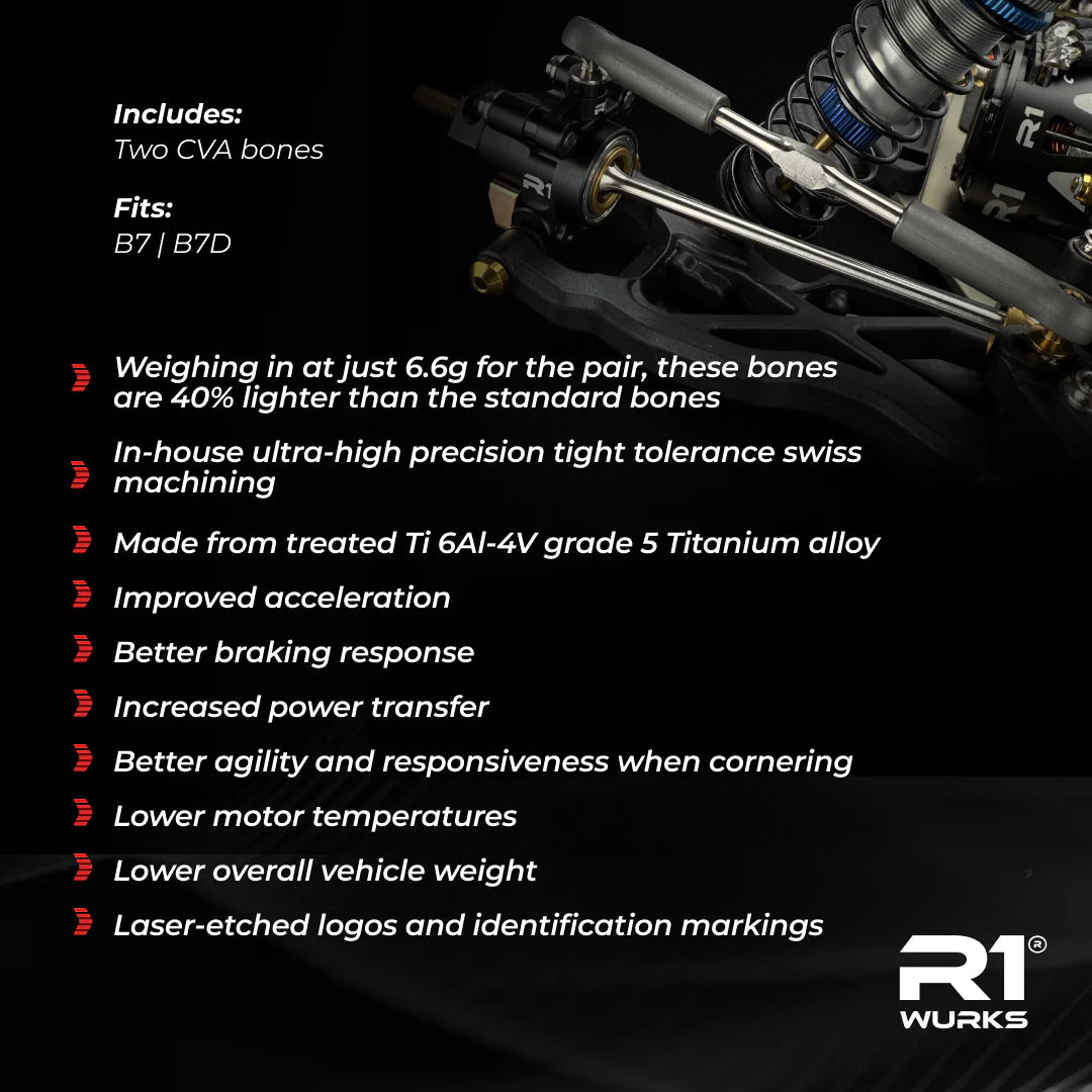 R1WURKS (B7 Series) Ultra-lightweight Titanium HD CVA Bones, 69mm