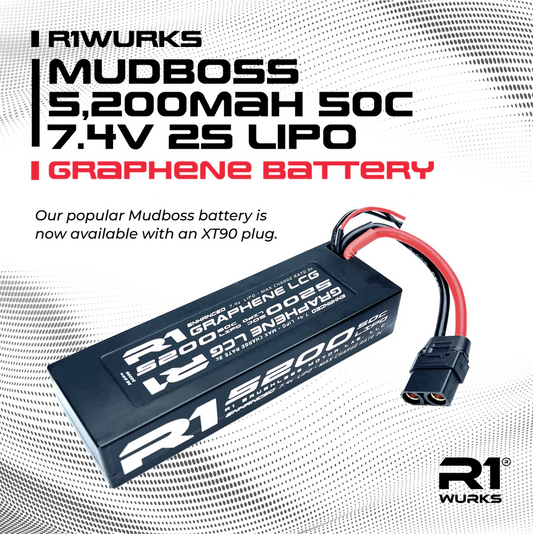 R1WURKS Mudboss 5,200mah 50c 7.4V 2s LIPO Graphene Battery 030026