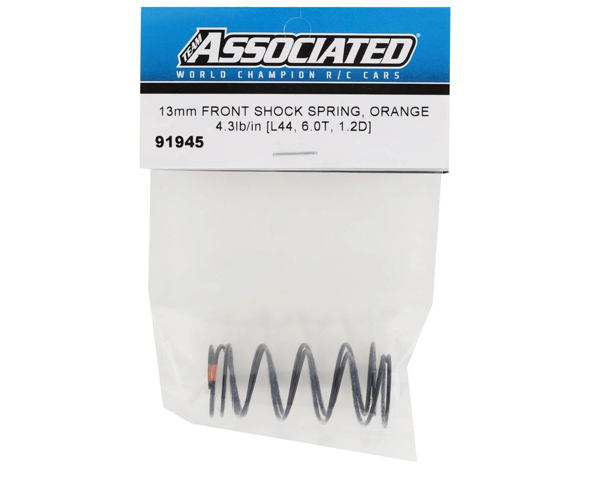 Team Associated 13mm Front Shock Spring (Orange/4.3lbs) (44mm)