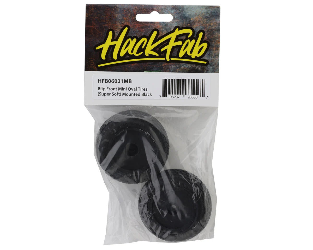 HackFab Losi Mini-B Blip Pre-Mounted Mini Front Oval Tires (Super Soft) (Black) (2)