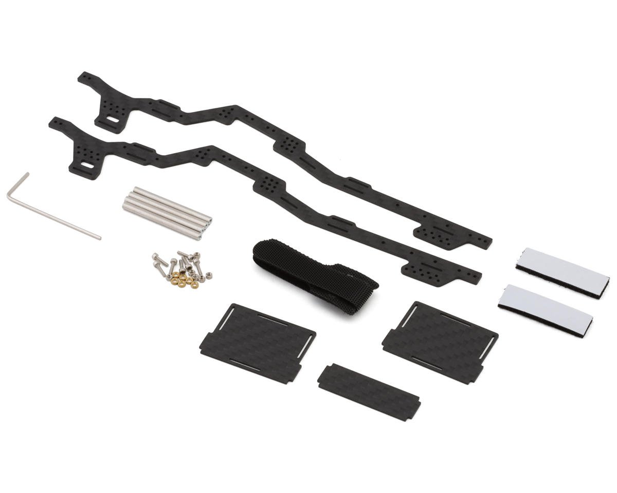 Injora SCX24 Gladiator/Power Wagon LCG Carbon Fiber Chassis Frame Kit w/6º Angled Skid Plate