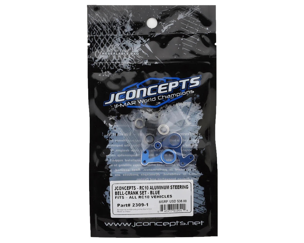 JConcepts RC10 Classic Aluminum Steering Bell Crank Set (Blue)