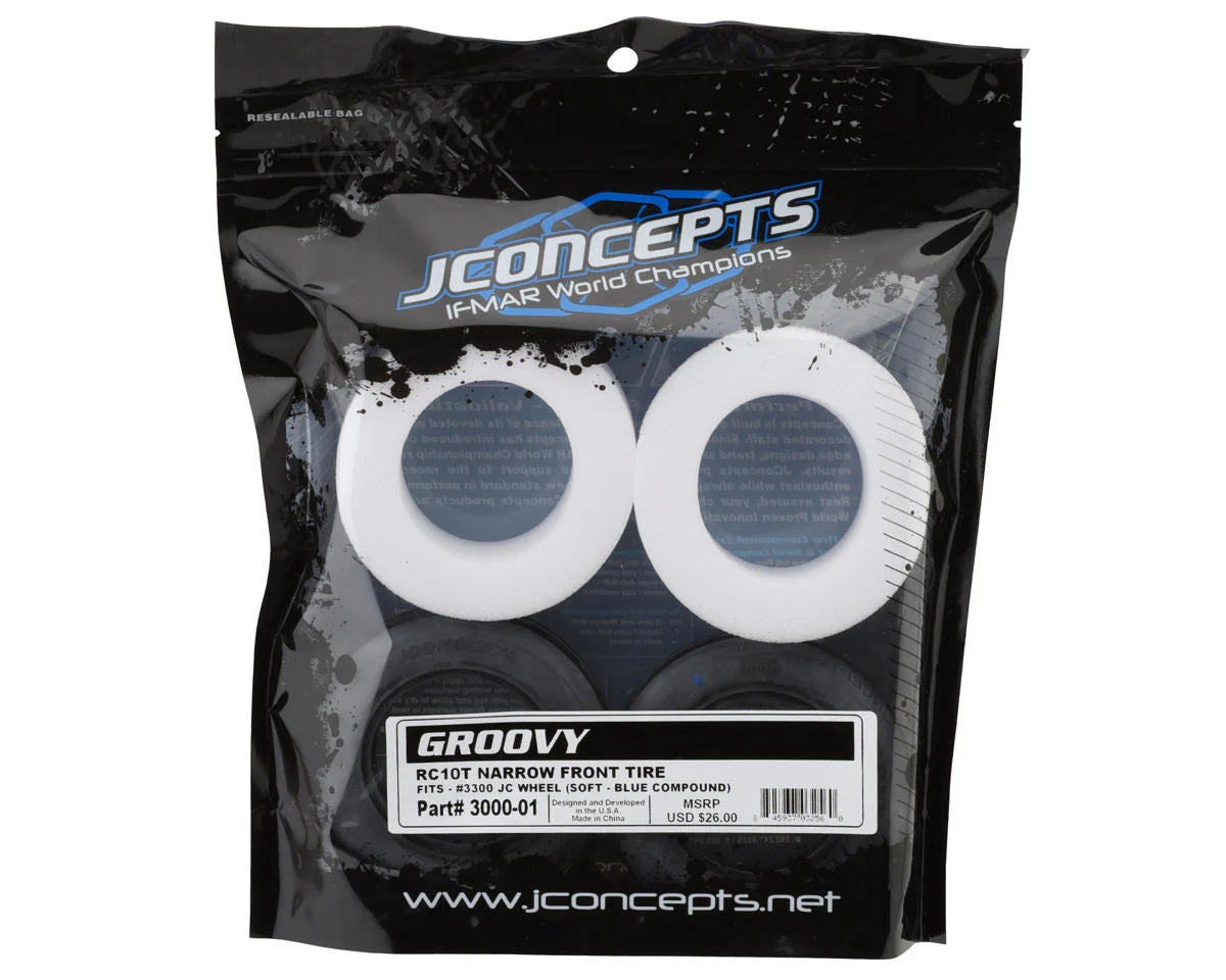 JConcepts RC10T Groovy Narrow Front Truck Tires (2) (Blue)