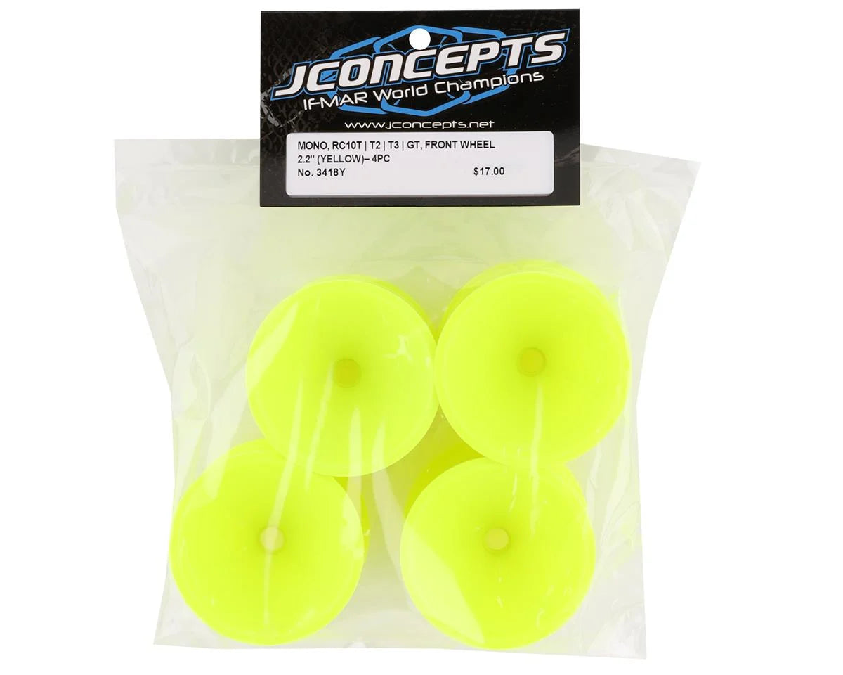 JConcepts 2.2" Bearing Front Stadium Truck Wheels (Yellow) (4) (RC10T/T2/T3/GT)