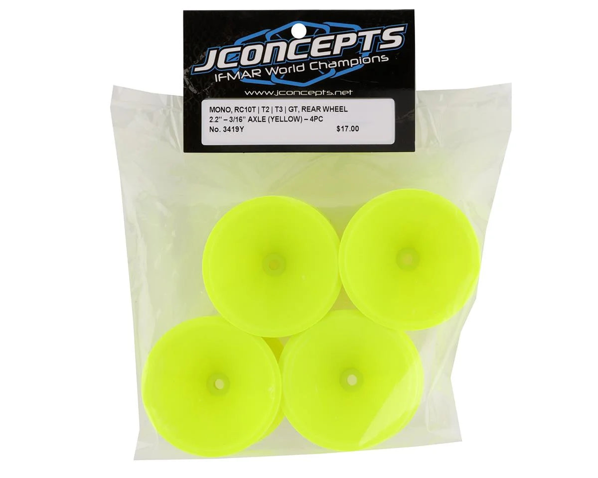 JConcepts 2.2" Pin Rear Mono Stadium Truck Wheels (4) (Yellow) (RC10T/T2/T3/GT)