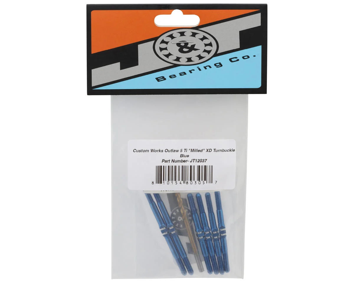 J&T Bearing Co. Custom Works Outlaw 5 Titanium "Milled'' XD Turnbuckles (Blue)