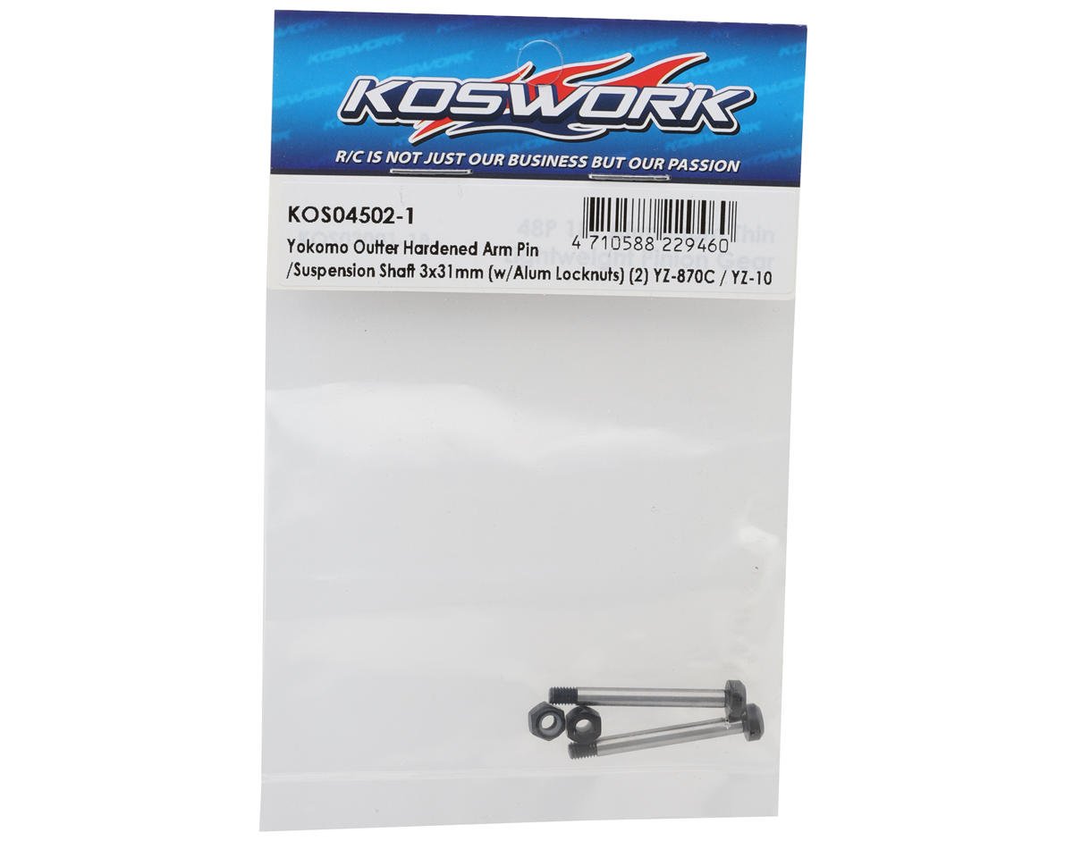 Koswork YZ-870C/YZ-10 Outer Hardened Steel Suspension Shaft (2) (3x31mm) w/Aluminum Locknuts