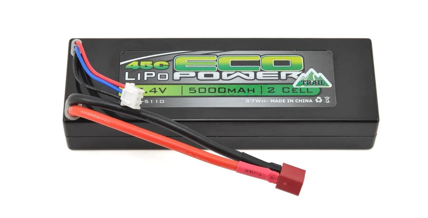 EcoPower "Trail" 2S 45C Hard Case LiPo Battery (7.4V/5000mAh) (w/T-Style Connector)