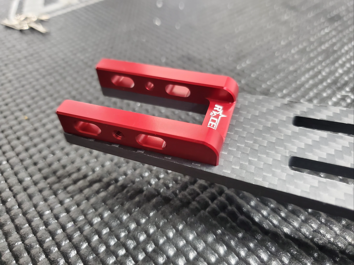 Racer RC R1 DC1 One Piece Aluminum Wheelie Bar Wheel Mount now with Aluminum adapters