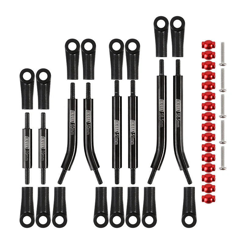 INJORA 8PCS Stainless Steel High Clearance 4 Links Set for SCX24 C10 JLU Bronco Base Camp 4Runner