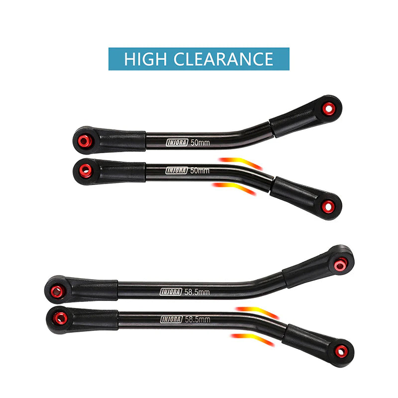 INJORA 8PCS Stainless Steel High Clearance 4 Links Set for SCX24 C10 JLU Bronco Base Camp 4Runner