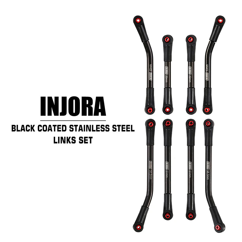 INJORA 8PCS Stainless Steel High Clearance 4 Links Set for SCX24 C10 JLU Bronco Base Camp 4Runner