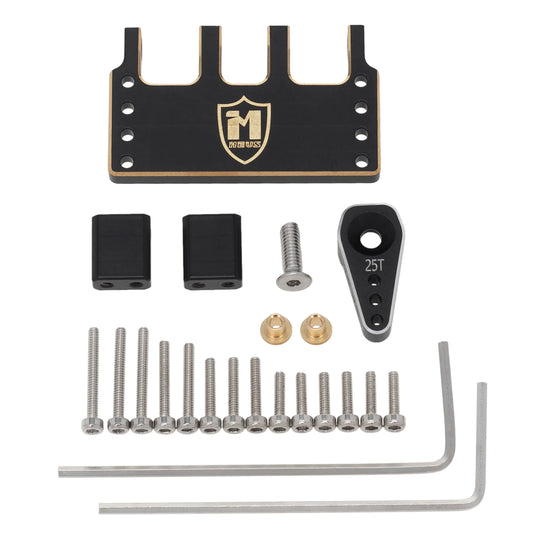 MEUS Racing Adjustable Brass Servo Mount + Steering Horn for SCX24 C10 JLU Bronco Axial 1/24 RC Crawler Car Upgrade Parts (Brass Mount + Arm)