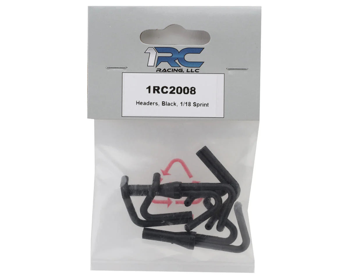 1RC Racing 1/18 Sprint Header Set (Black) Image 1 for 1RC Racing 1/18 Sprint Header Set (Black)   I