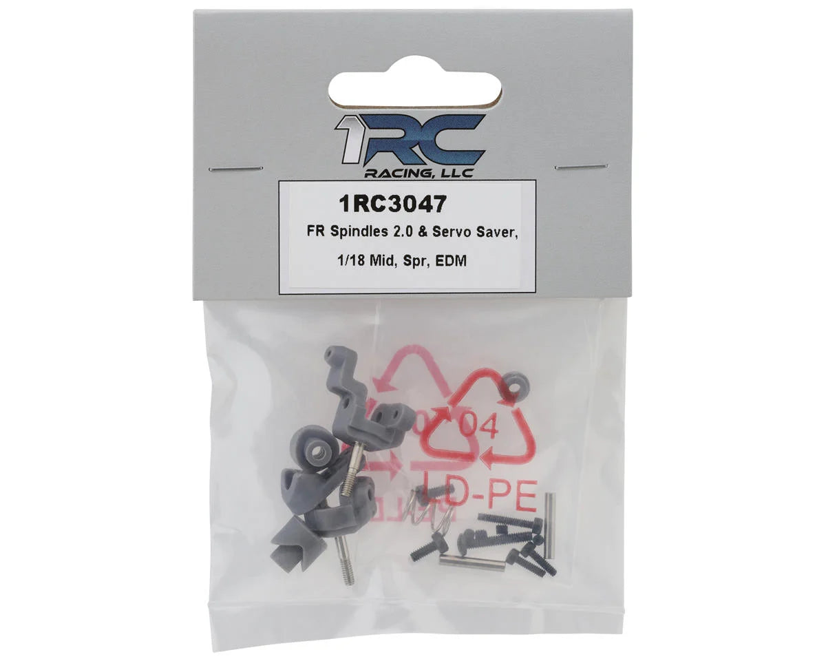 1RC Racing 1/18 Front Spindles & Servo Saver Assembly (Midget/Sprint/EDM)