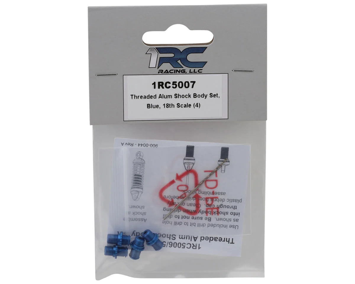 1RC Racing 1/18 Threaded Aluminum Shock Body Set (Blue) (4)