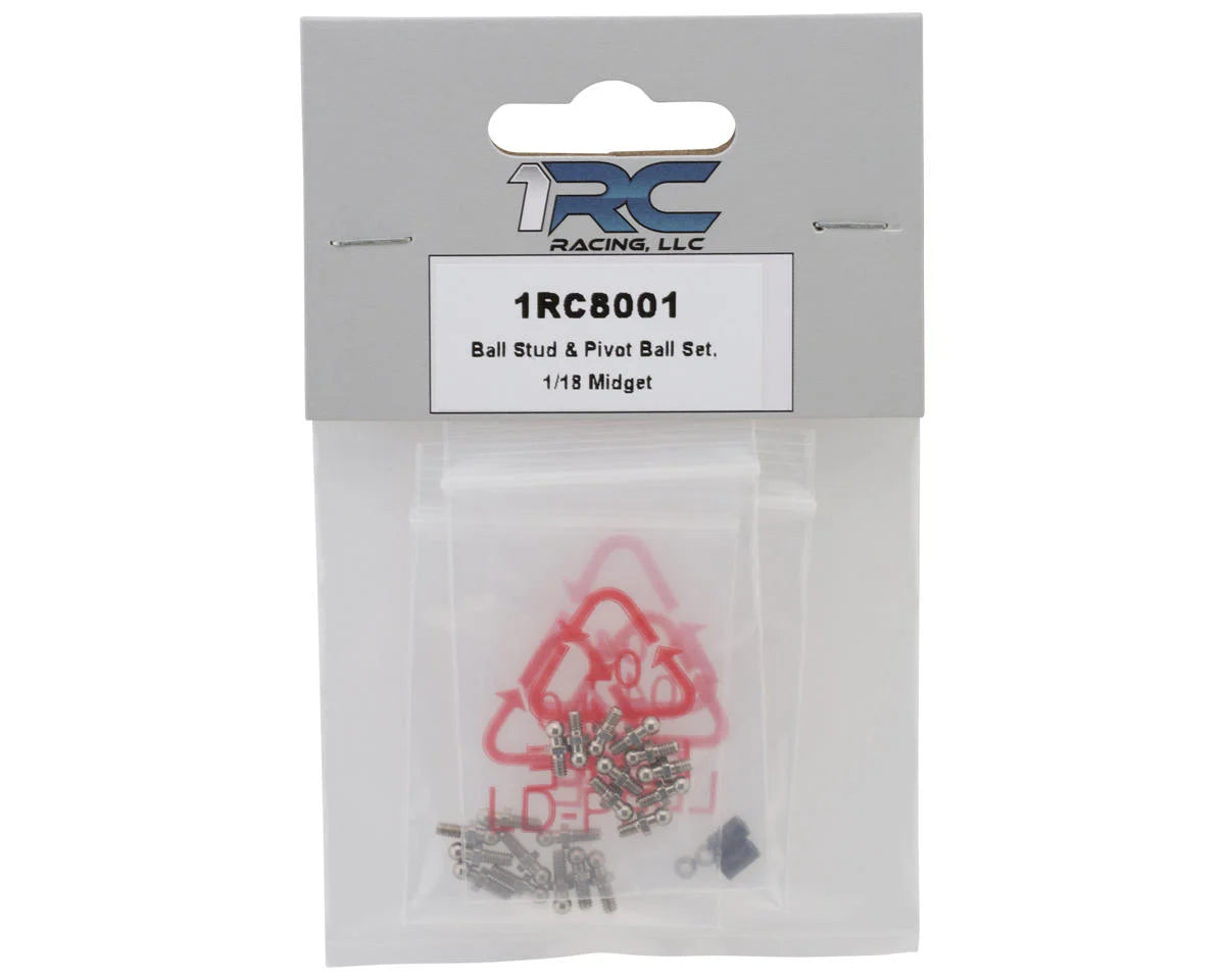 1RC Racing 1/18 Ball Stud & Pivot Ball Set (Midget/Sprint/EDM/Late Model)