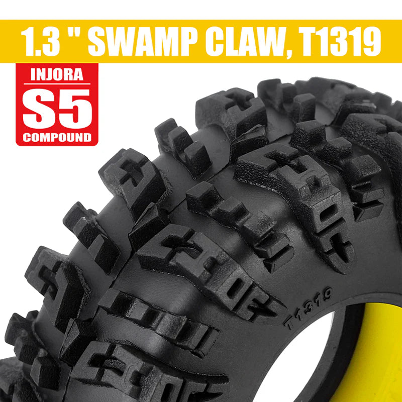 INJORA 1.3" 70*27mm Swamp Claw Tires & Silicone Rubber Inserts Combo (4)
