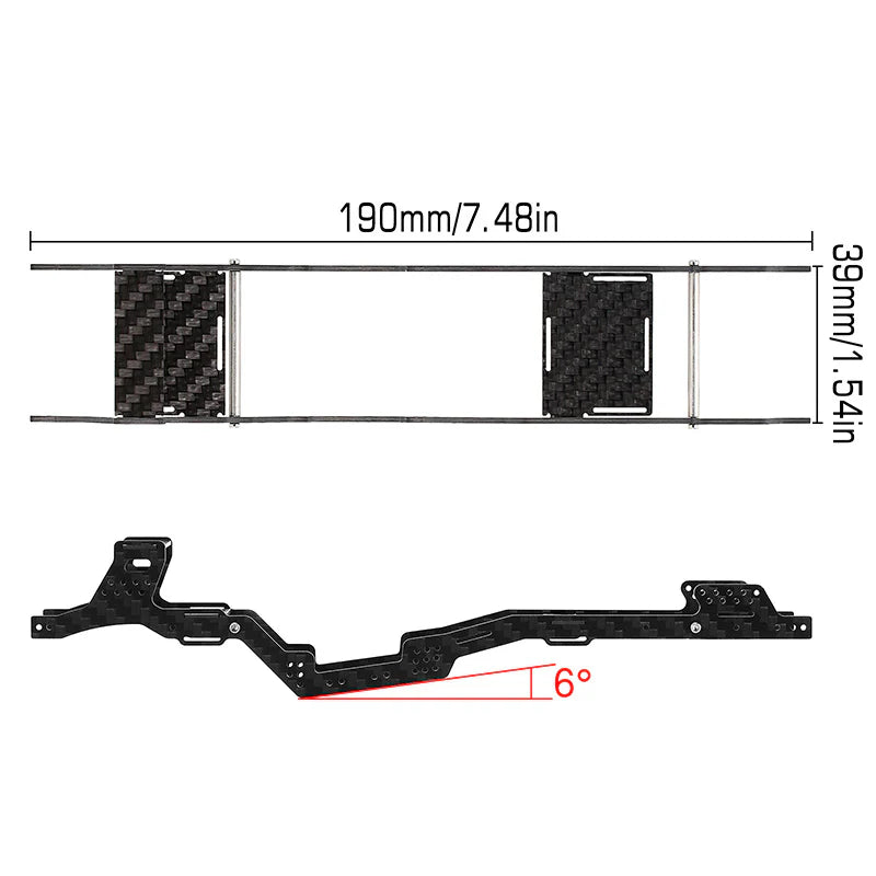 INJORA LCG Carbon Fiber Chassis Kit 6º Angled Frame for SCX24 Gladiator Power Wagon
