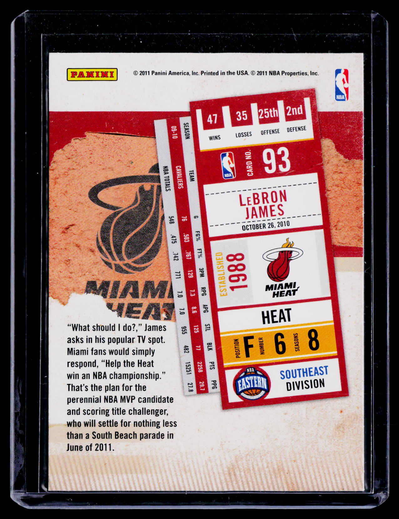 2010-11 Playoff Contenders Patches #93 LeBron James