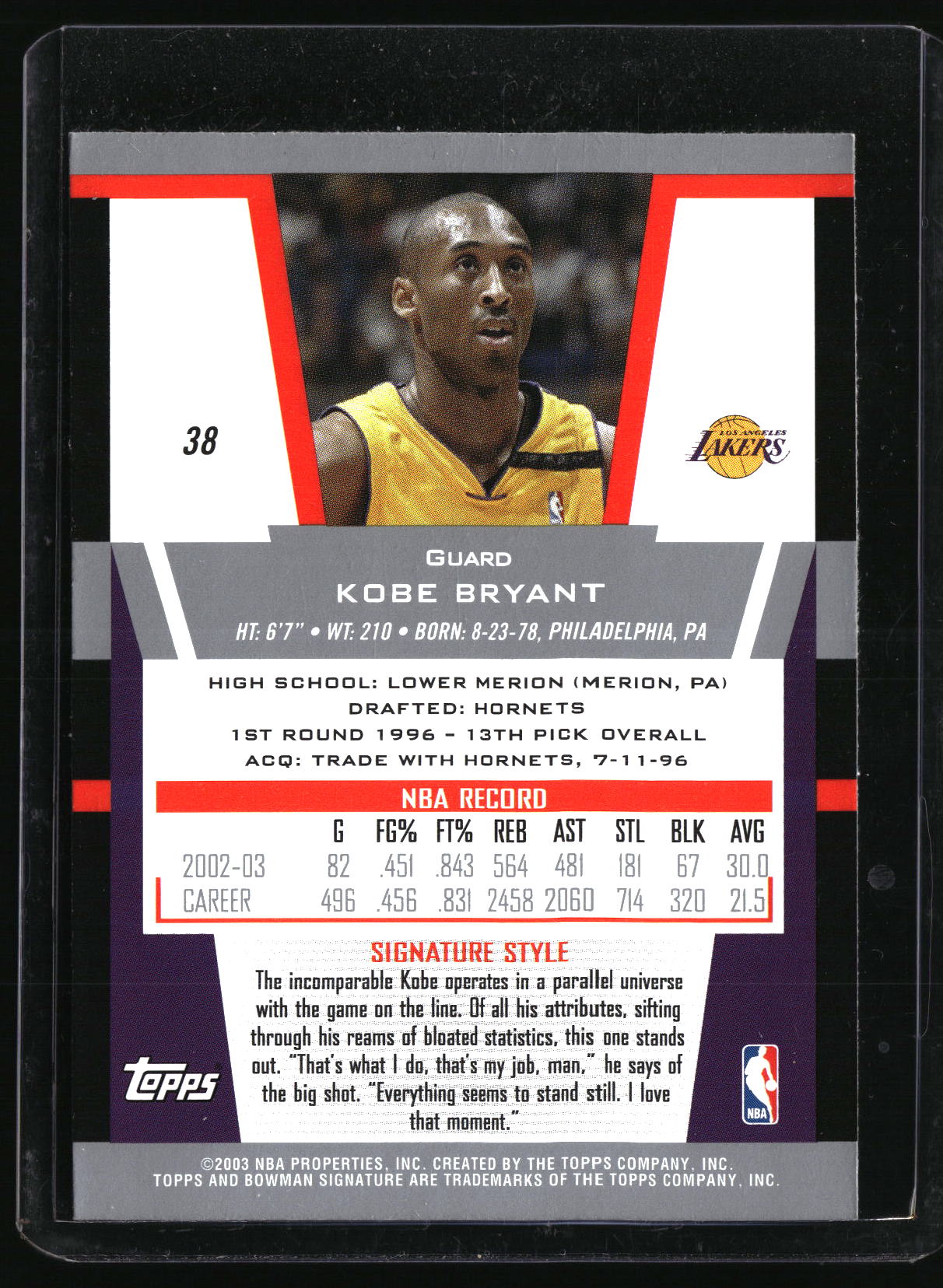 2003-04 Bowman Signature #38 Kobe Bryant