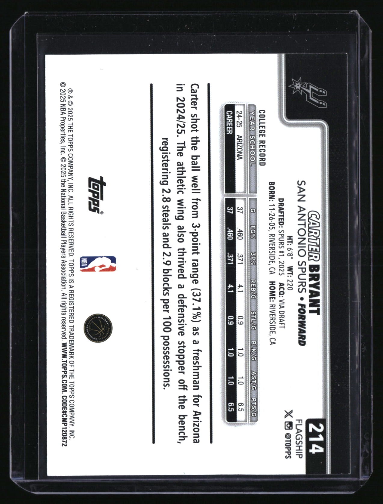 2025-26 Topps #214 Carter Bryant RC