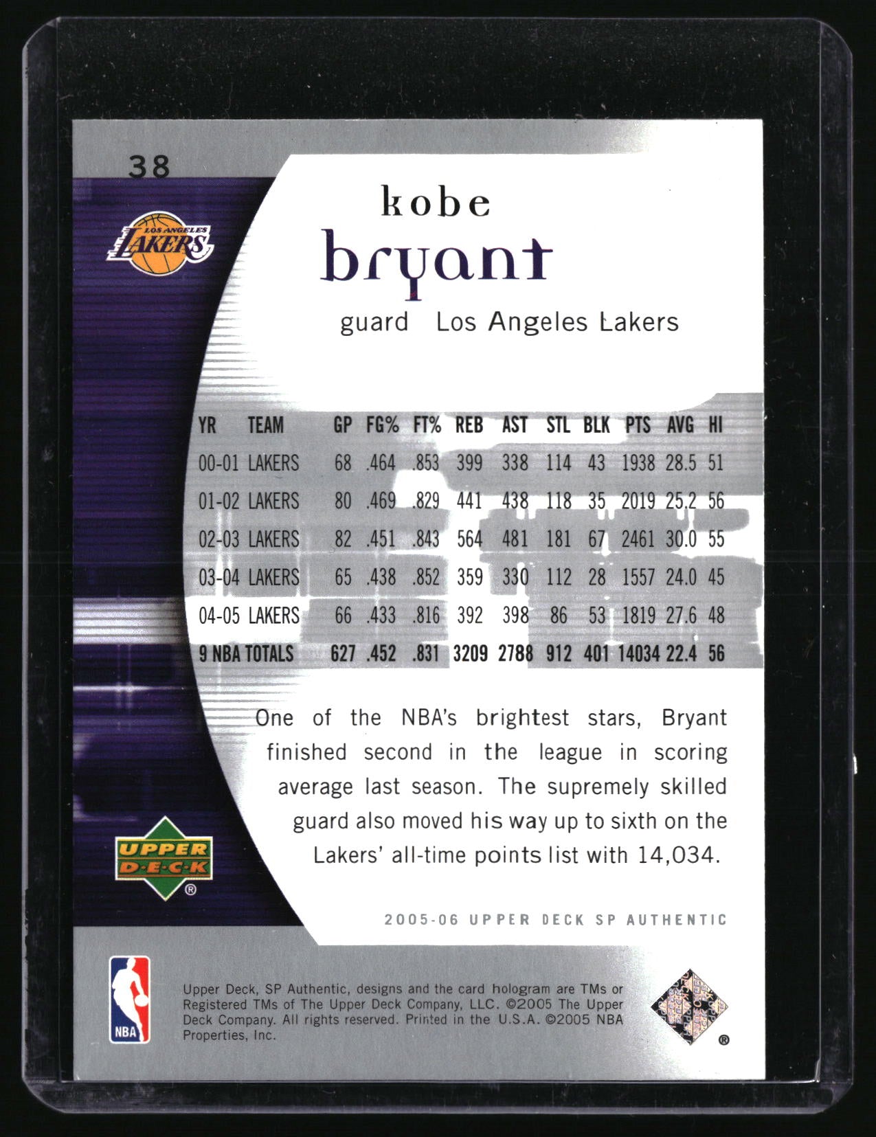 2005-06 SP Authentic #38 Kobe Bryant