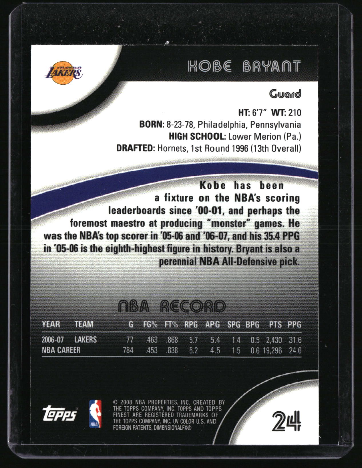 2007-08 Finest #24 Kobe Bryant