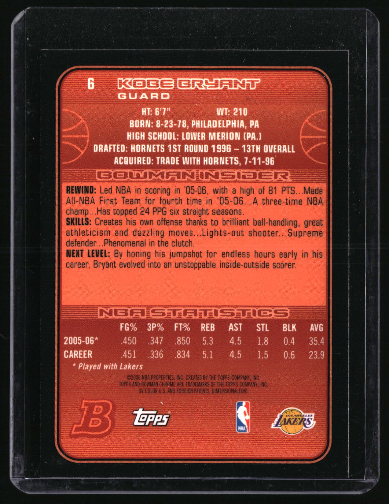 2006-07 Bowman Chrome #6 Kobe Bryant
