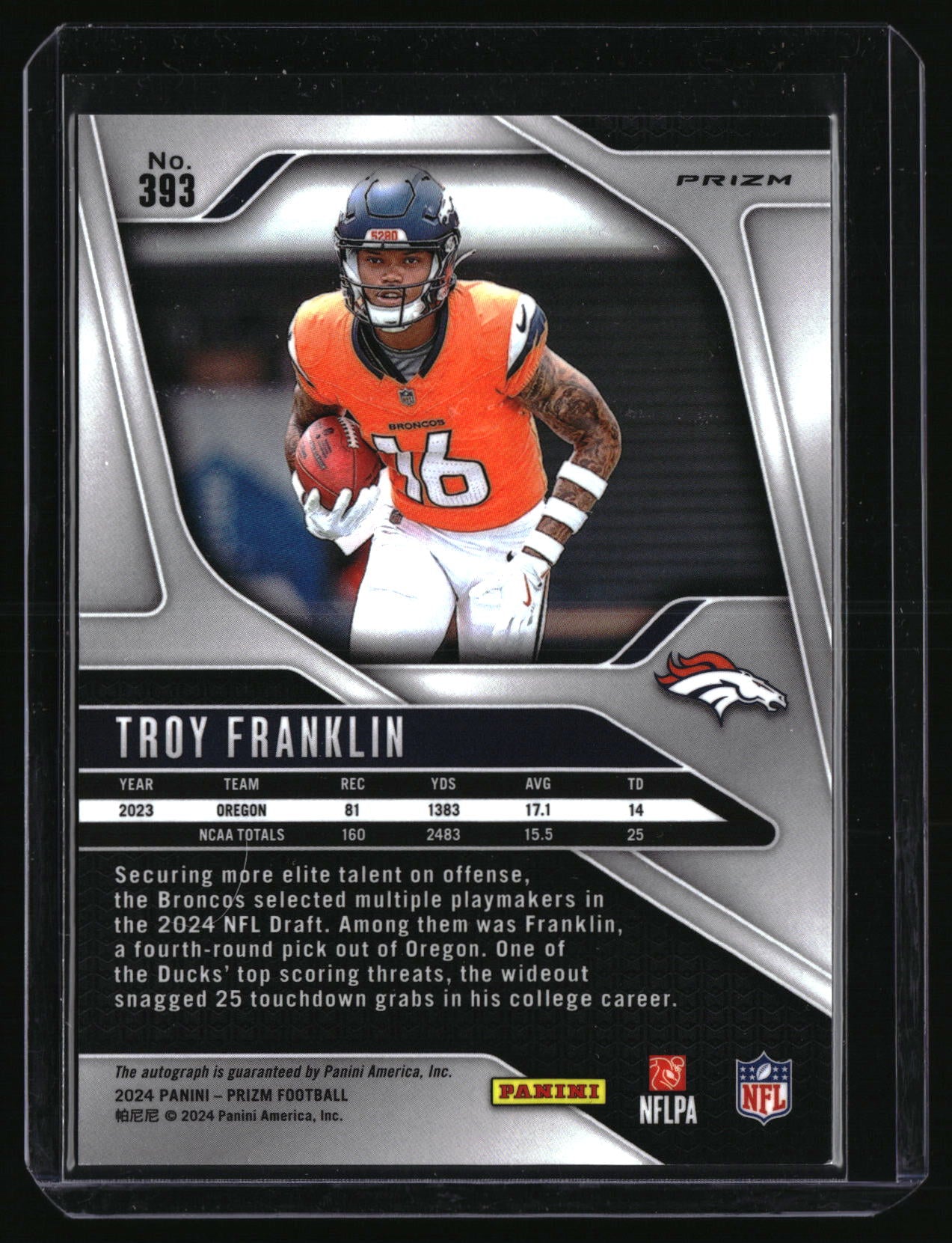 2024 Panini Prizm #393 Troy Franklin Green Wave