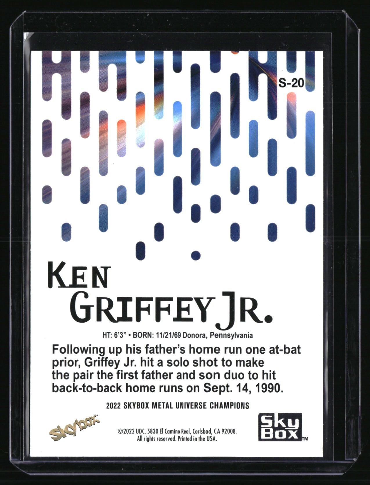 2022 SkyBox Metal Universe Champions #S-20 Ken Griffey Jr. Skybox Premium