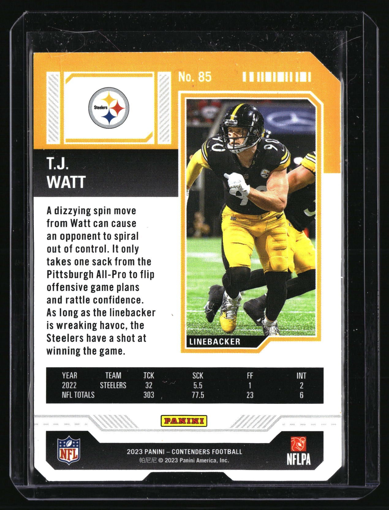 2023 Panini Contenders #85 T.J. Watt Season Ticket Stub #/90