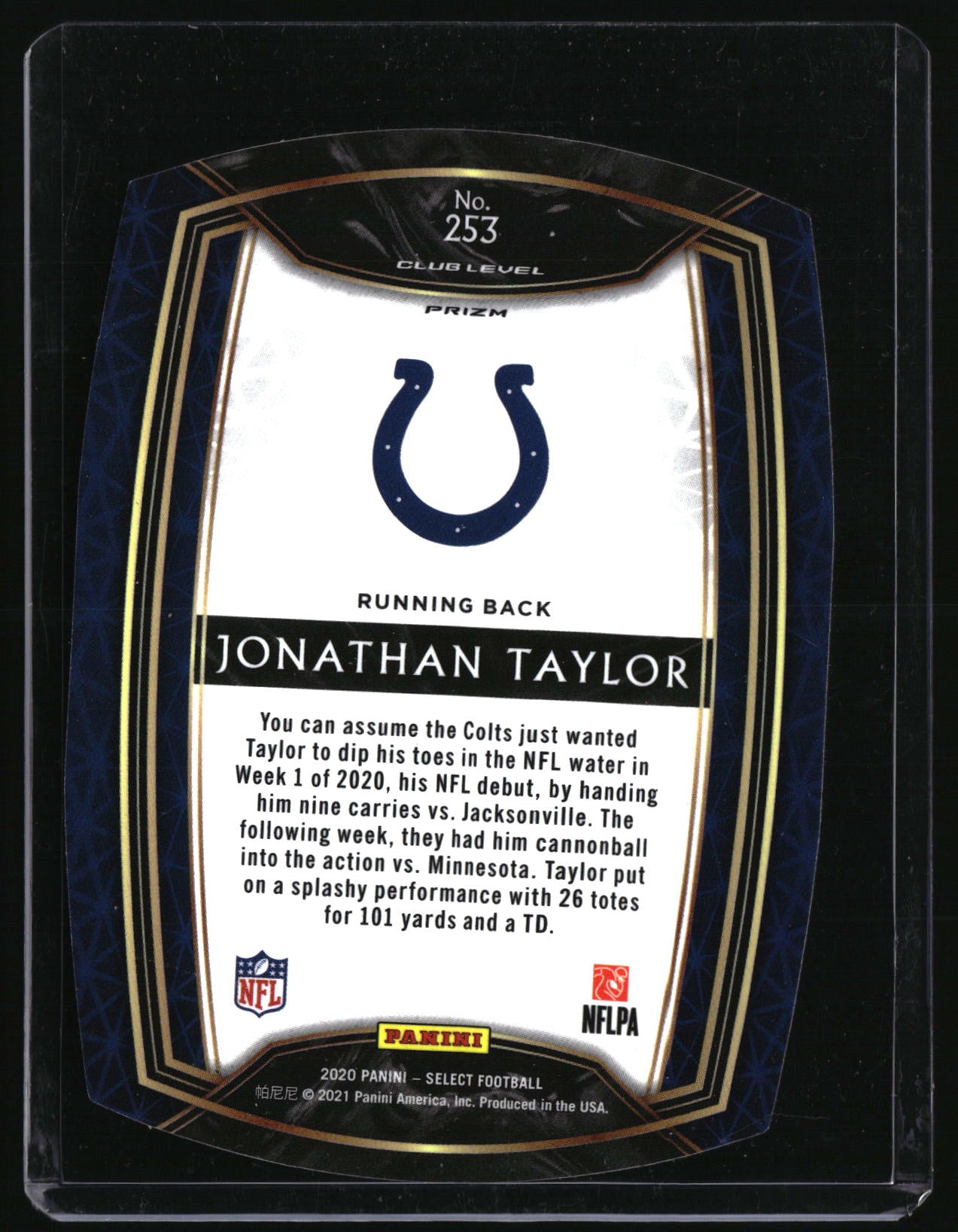 2020 Panini Select #253 Jonathan Taylor Maroon Prizm Die Cut