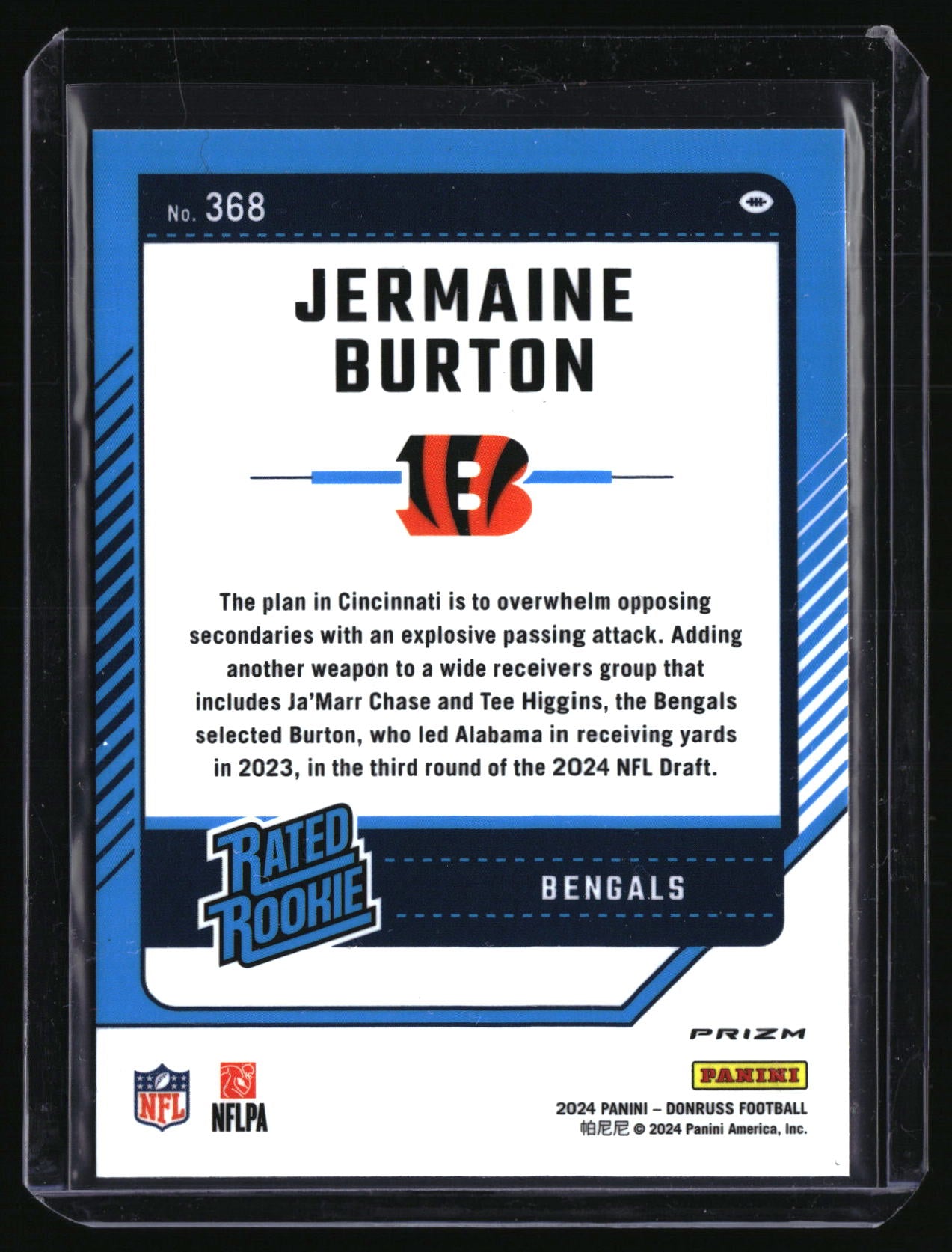 2024 Donruss #368 Jermaine Burton Optic Rated Rookies Preview Pink