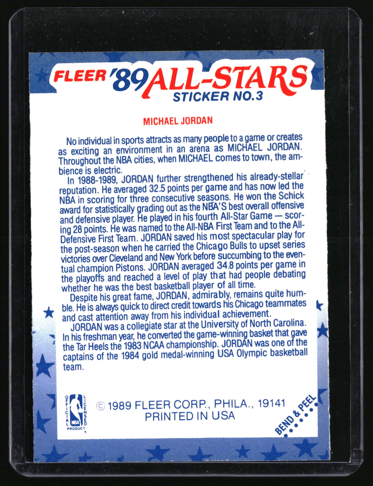 1989-90 Fleer #3 Michael Jordan Stickers