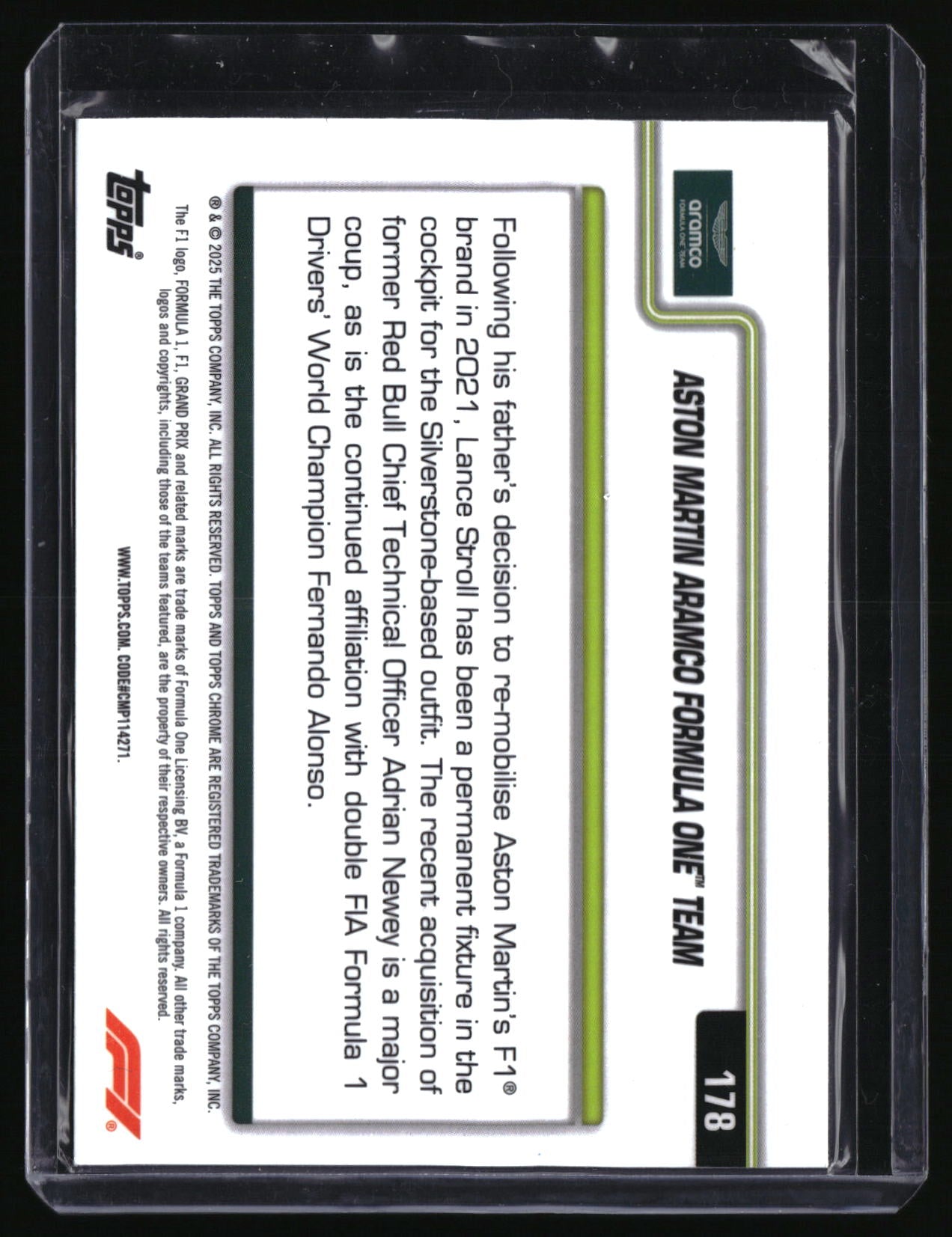 2025 Topps Chrome F1 178 Aramco Formula One Team LOGO Forest Green /140