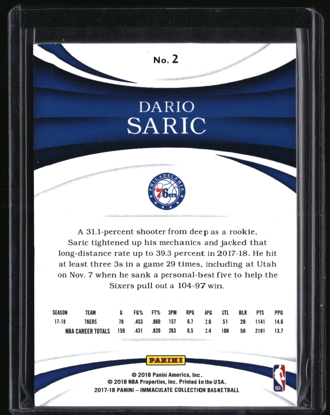 2017-18 Panini Immaculate Collection #2 Dario Saric Emerald #/8