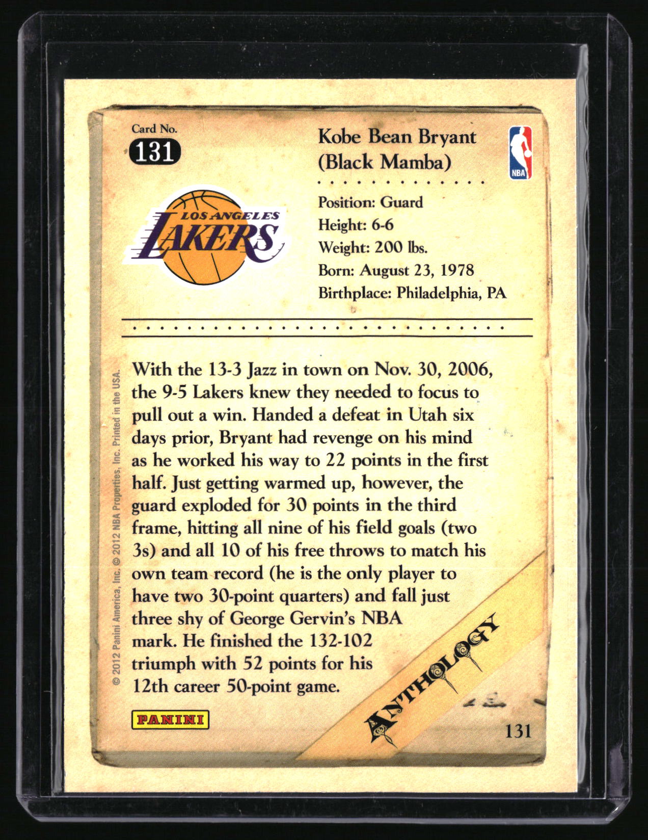 2012-13 Panini Kobe Anthology #131 Kobe Bryant