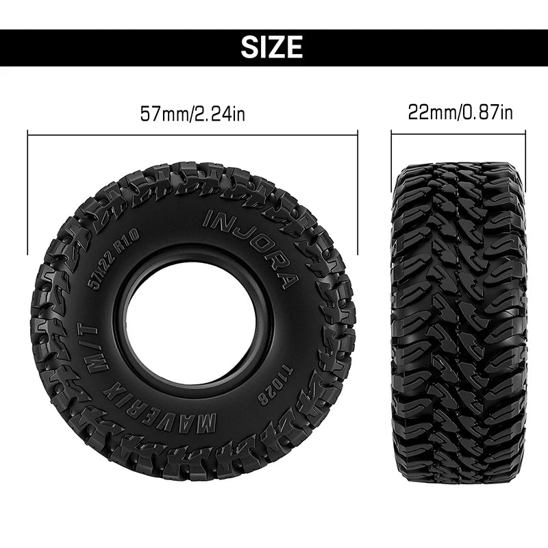 INJORA 1.0" 57*22mm MAVERIX M/T Tires (T1028) (4)