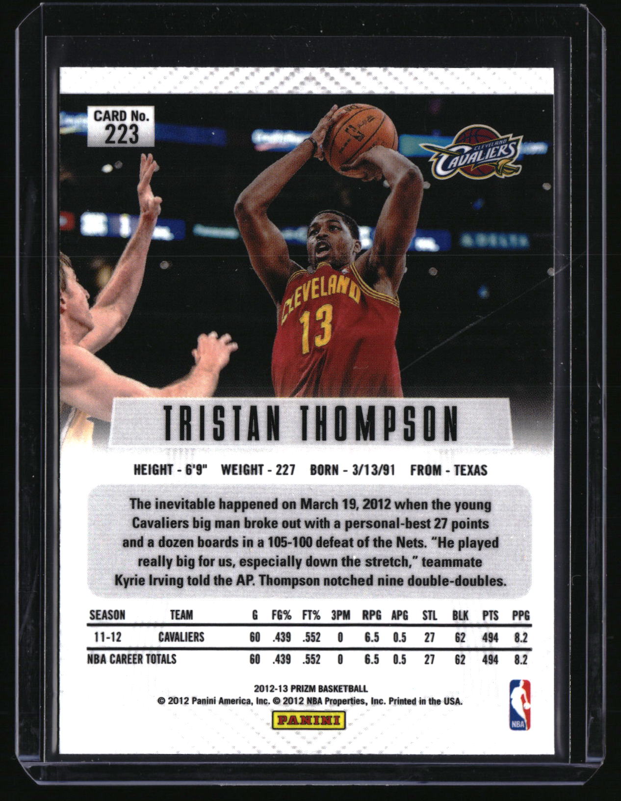 2012-13 Panini Prizm #223 Tristan Thompson