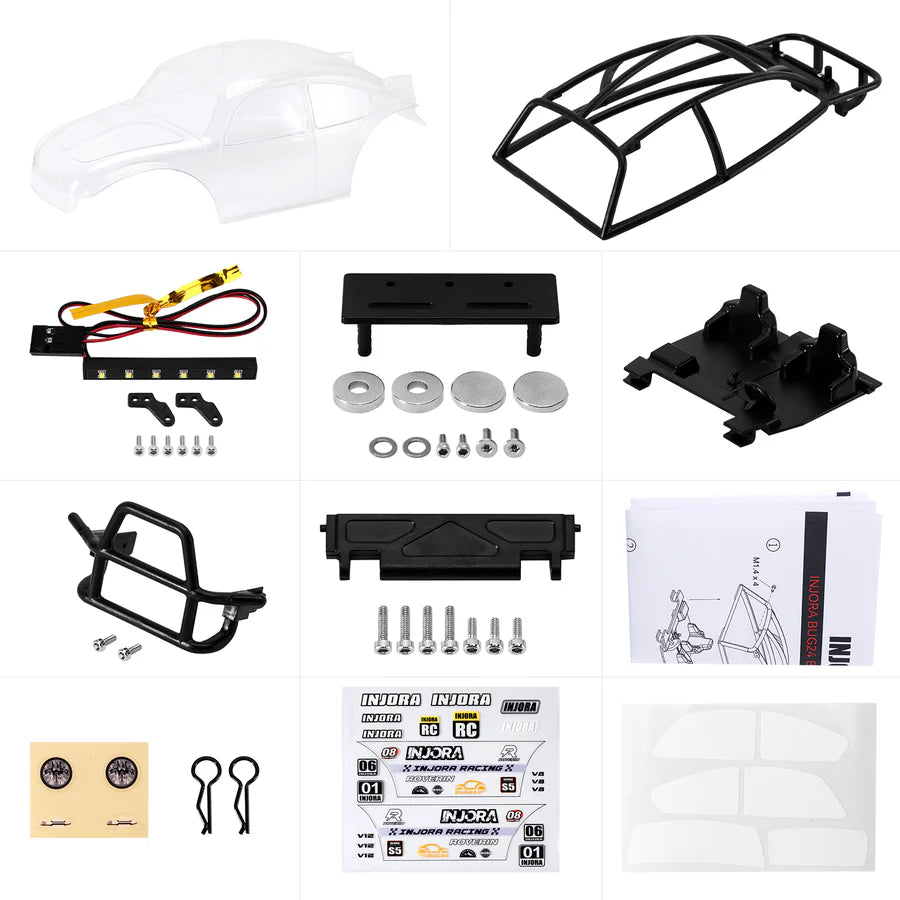 INJORA BUG24 Body with Interior for 1/24 SCX24 C10 JLU Bronco Base Camp 4Runner