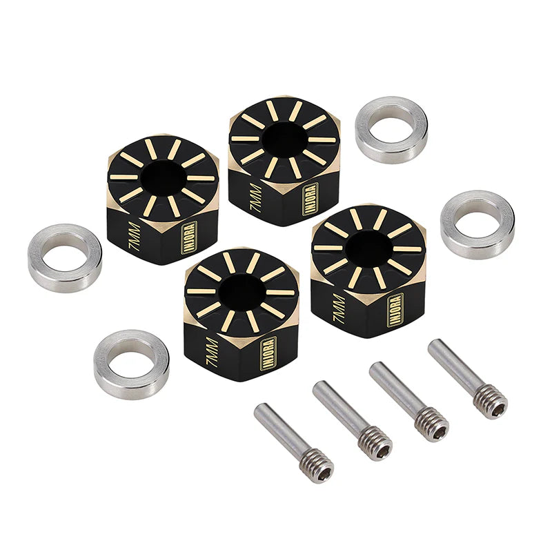 INJORA Black Brass Wheel Hex Hub Extenders for Axial SCX10 PRO SCX10 III UTB10 Capra