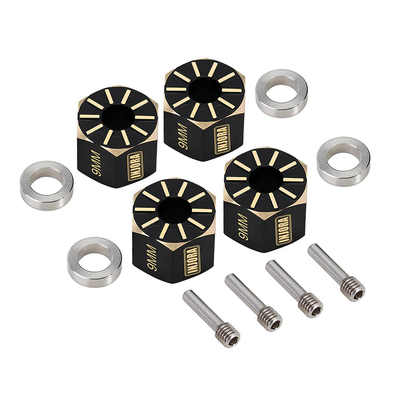 INJORA Black Brass Wheel Hex Hub Extenders for Axial SCX10 PRO SCX10 III UTB10 Capra